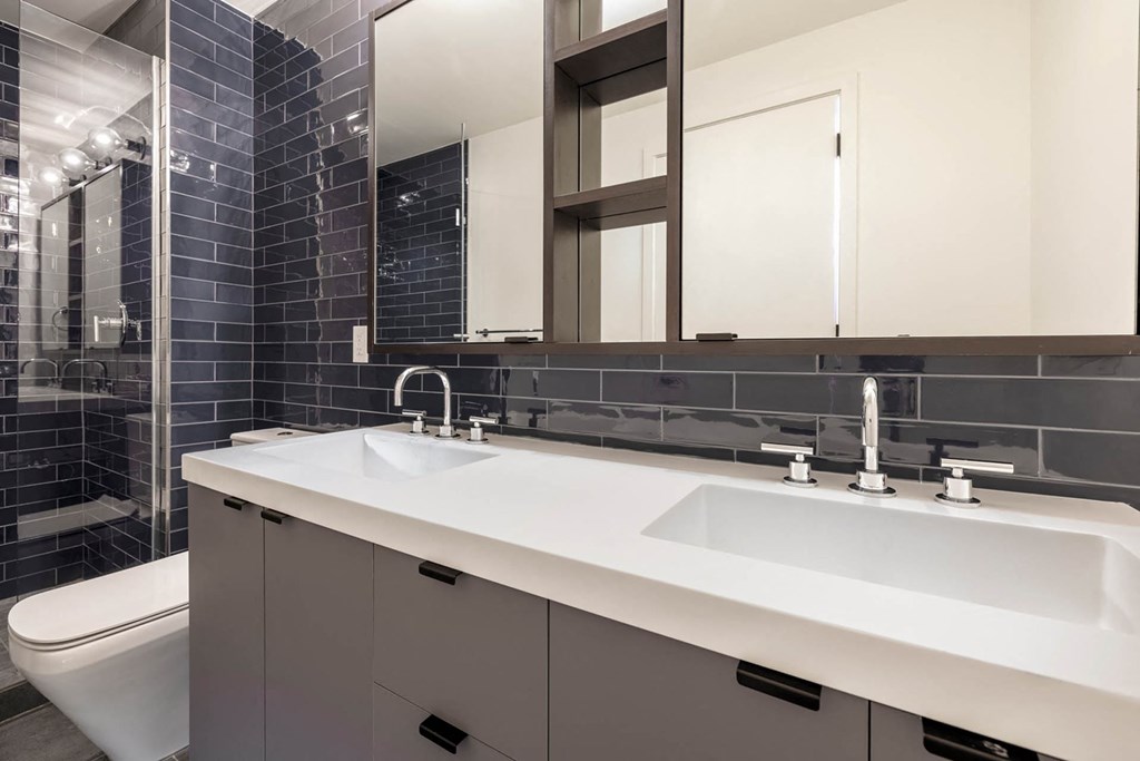 a bathroom with a sink and a toilet and a shower