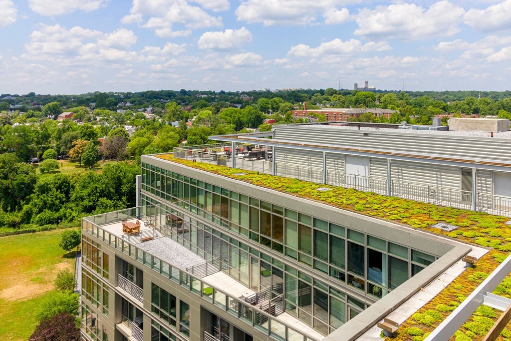 a building with a green roof
