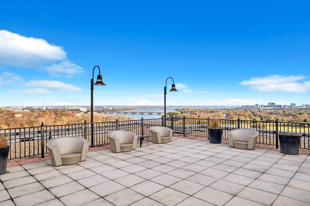 the views of the city from the rooftop terrace