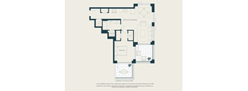 A floor plan of a building with labeled rooms such as "Kitchen/Dining" and "Bedroom.".