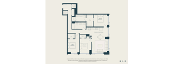 A floor plan of a building with labeled rooms and areas.
