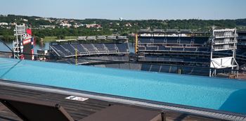 Infinity pool with spacious lounging deck