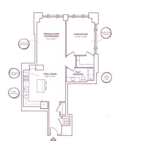A21 Floor Plan at The Bartlett, Arlington, VA