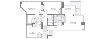 2 Bed 2 Bath Floor Plan at 220 Twentieth Street, Arlington, Virginia