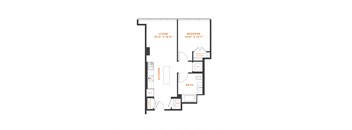 a floor plan of a bedroom floor plan with an open floorplan with a bedroom