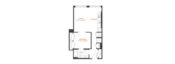 a floor plan of a 1 bedroom floor plan with an attic and a loft