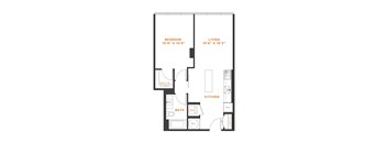 a floor plan of a bedroom floor plan with an open floor plan