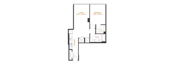 a floor plan of a 1 bedroom floor plan