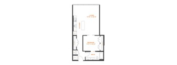 a floor plan of a 1 bedroom floor plan with a loft