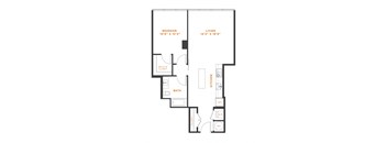 a floor plan of a 1 bedroom floor plan with an open floor