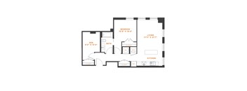 a floor plan of a house with a bedroom and a living room