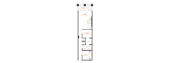a floor plan of a small apartment with a loft