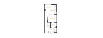 a floor plan of a studio apartment with a loft