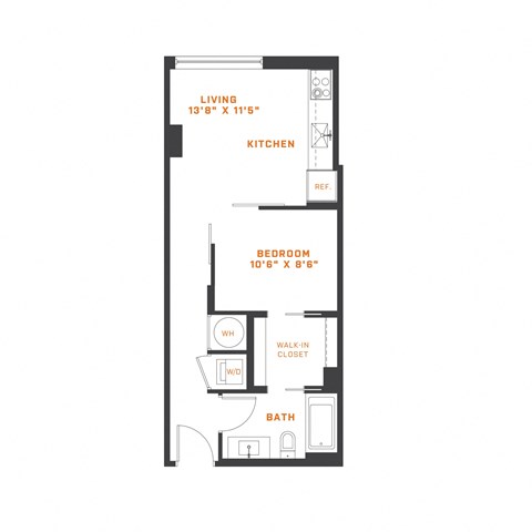 a floor plan of a studio apartment with a loft