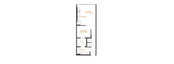 a floor plan of a studio apartment with a loft