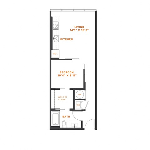 a floor plan of a studio apartment with a loft