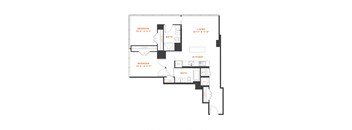 a floor plan of a bedroom floor plan with an open floor plan and a loft