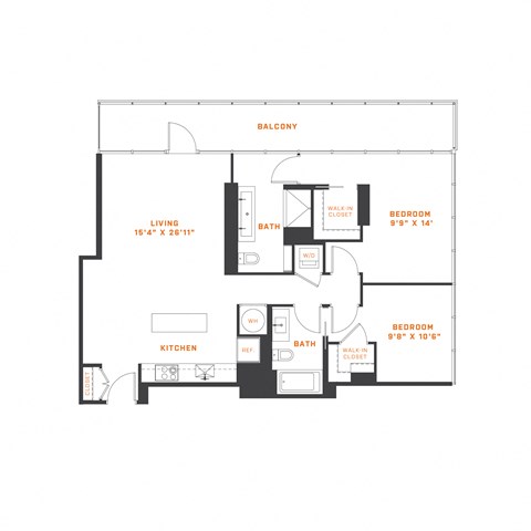 a floor plan of a bedroom floor plan with an open