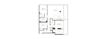 a floor plan of a small house with a bedroom and a living room