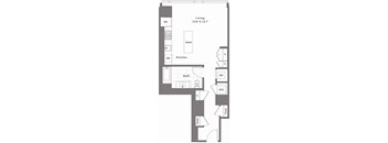 a floor plan of a small house with a kitchen and a living room