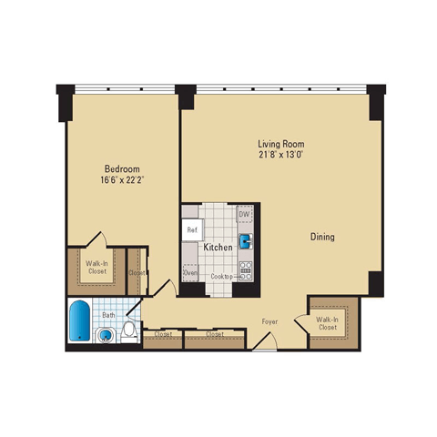 A15 Floor Plan at RiverHouse, Arlington, Virginia