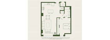 A floor plan of a house with a kitchen, living room, dining room, and bedrooms.