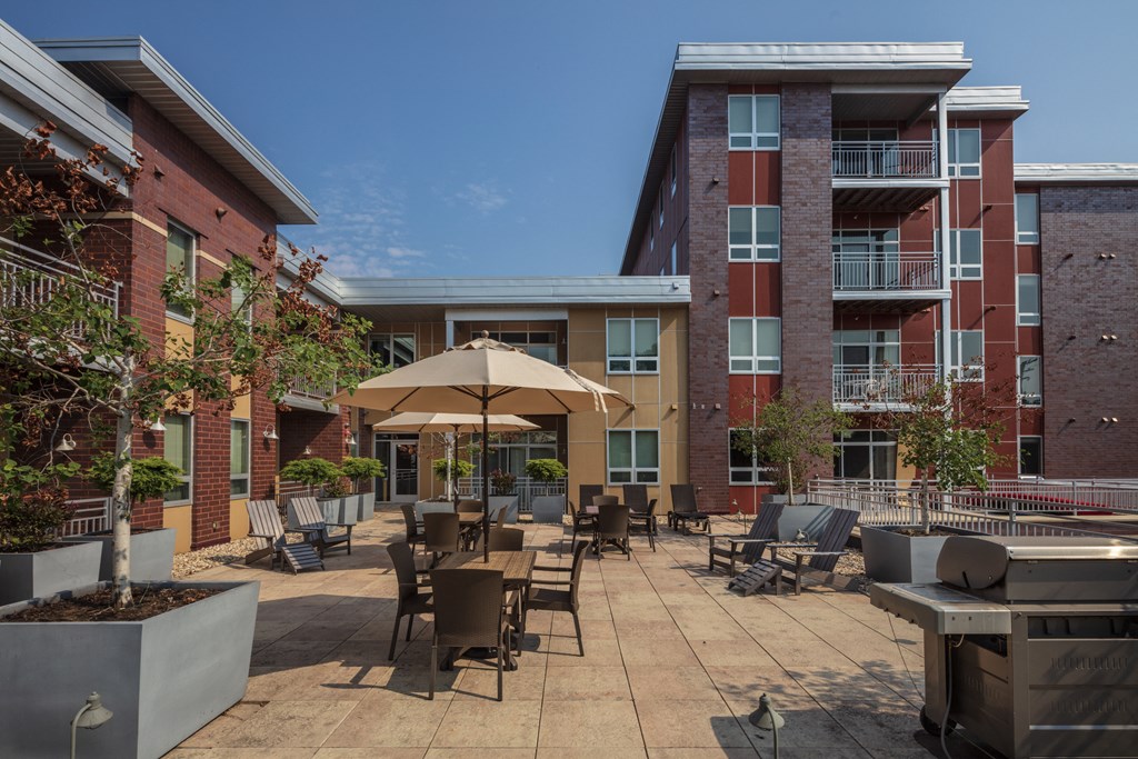 Outdoor Grill With Intimate Seating Area at The Ideal, Madison, WI