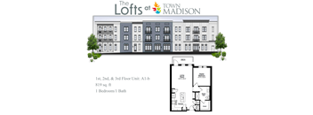 A floor plan for a loft apartment in Town Madison.