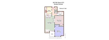A floor plan for a Boulder, Colorado apartment at 805 29th Street, #210.