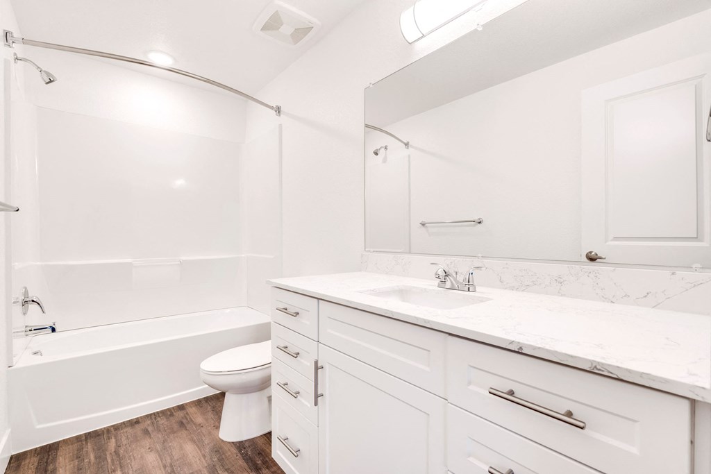 a bathroom with white cabinets and a sink and a toilet