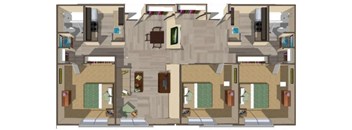 a large room with a lot of furniture in it