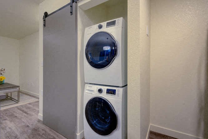 a washer and dryer in a laundry room