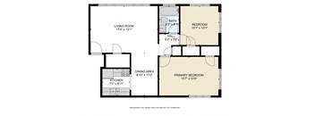 a floor plan of a house with a bedroom and a living room and a kitchen