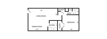1 bed 1 bath floor plan A at Postmark at Littleton, Littleton, CO, 80120