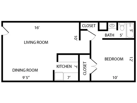 1 bed 1 bath floor plan A at Postmark at Littleton, Littleton, CO, 80120