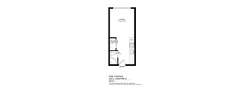 A drawing of a floor plan for a living space at Park Josephine.