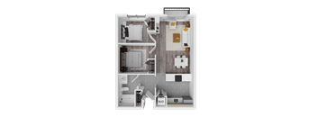 a 2 bedroom floor plan with a bathroom and a living room