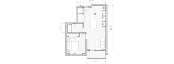 A floor plan of a house with dimensions and room layout.