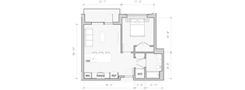 A floor plan of a house with labeled rooms and dimensions.