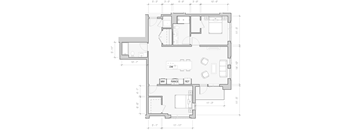 A floor plan of a house with labeled rooms and dimensions.