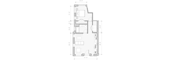 A floor plan of a house with labeled rooms and dimensions.