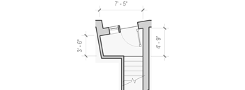 A drawing of a staircase with dimensions of 7' - 5" and 3' - 6" written on it.