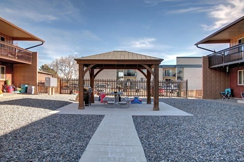 a gazebo with a bicycle parked in front of it