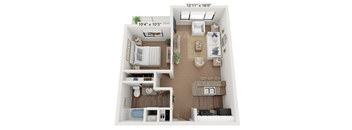 A 10x10 room with a 12x11 room attached.