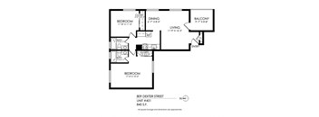 A black and white image of a floor plan for an apartment located at 809 Dexter Street.