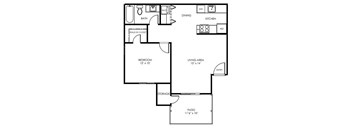 A black and white image of a floor plan for a house.
