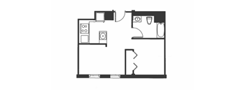 A black and white drawing of a house layout.