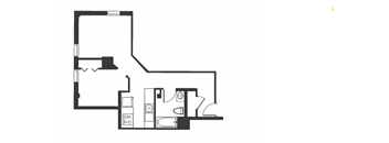 A black and white diagram of a house layout.