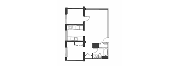 A black and white image of a floor plan of a house.