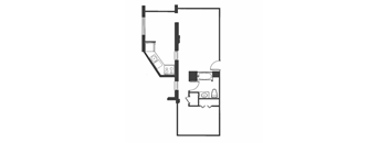 A black and white drawing of a floor plan of a room.